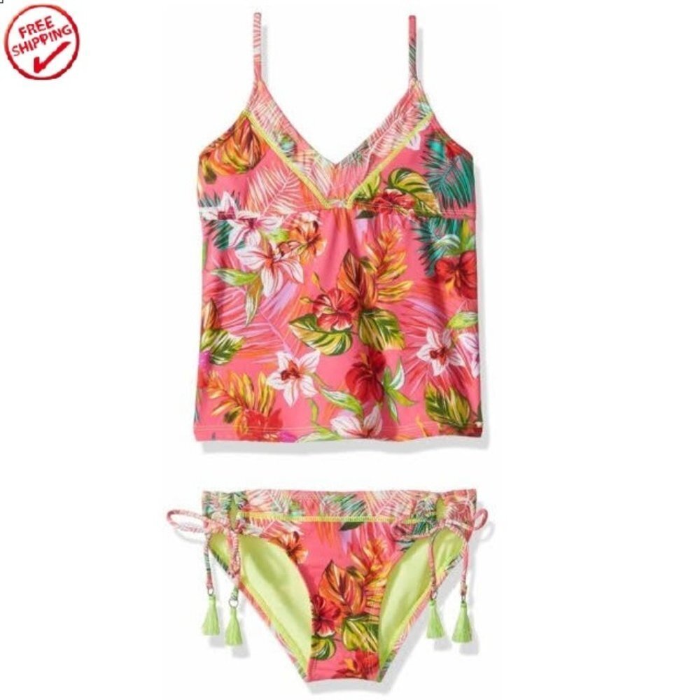 Big Girls Swimsuit, Hobie V-neck Tankini Bathing Suit NWOT 8